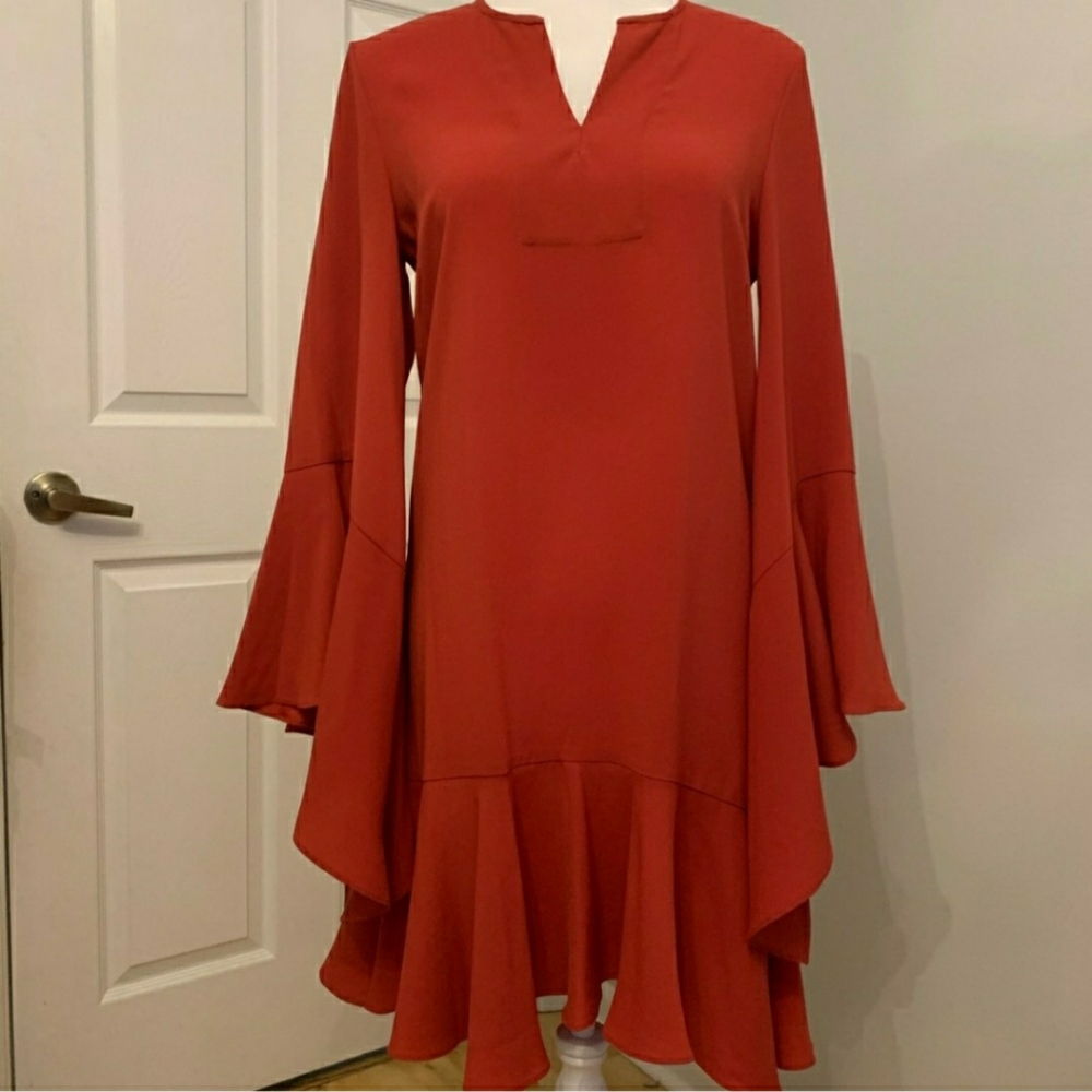 BCBG Max Azria Bell Sleeve Flare Dress